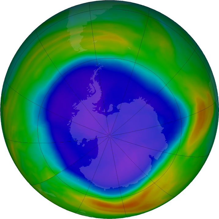 Antarctic ozone map for 16 September 2023